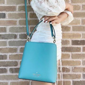 NWT Kate Spade Bucket Bag Crossbody Green Leather